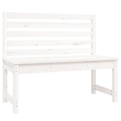 Kangqiling Gartenbank weiß 109 cm aus massivem Kiefernholz, 824033 von Generisch