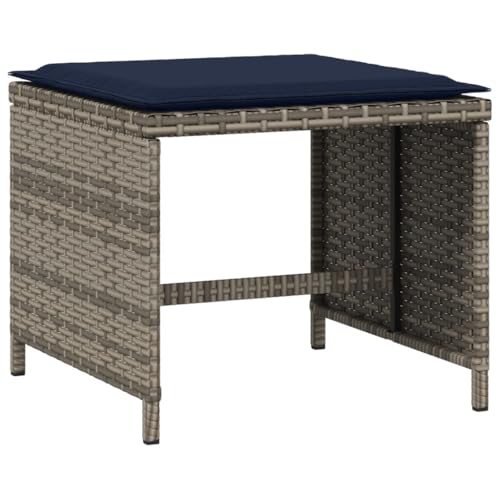 Kangqiling Gartenhocker mit Kissen, 4 Stück, grau, 40 x 40 x 35 cm, Polyrattan, Grau, 4007490 von Generisch