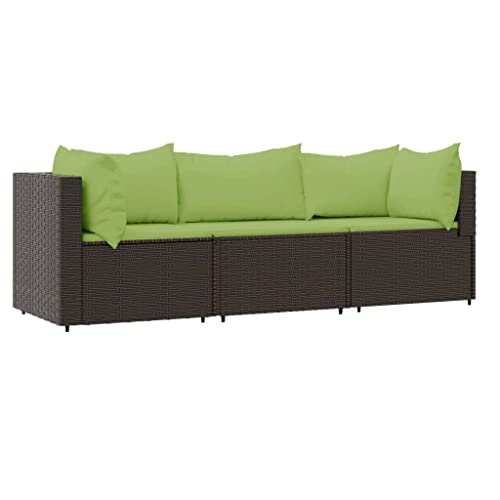 Kangqiling Gartenmöbel-Set 3-teilig mit Kissen aus Polyrattan braun, 319830 von Generisch