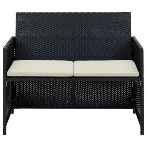 Kangqiling Gartensofa 2-Sitzer mit Kissen aus Polyrattan, schwarz, 43910 von Generisch