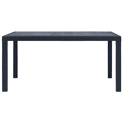 Kangqiling Gartentisch Anthrazit 150 x 90 x 72 cm Kunststoff Rattan-Stil, Anthrazit, 45605 von Generisch