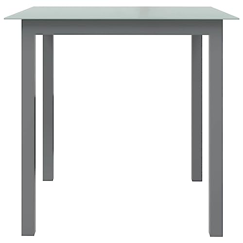 Kangqiling Gartentisch Anthrazit 80 x 80 x 74 cm aus Aluminium und Glas, grau, 312203 von Generisch