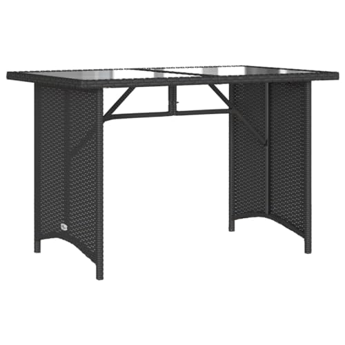 Kangqiling Gartentisch Glasplatte Schwarz 110 x 68 x 70 cm Polyrattan, schwarz, 366350 Kangqiling Gartentisch Glasplatte Schwarz 110 x 68 x 70 cm Polyrattan, schwarz, 366350 von Generisch