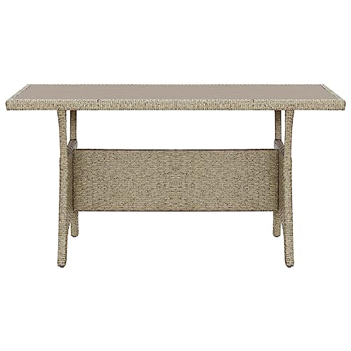 Kangqiling Gartentisch Grau 120 x 70 x 66 cm aus Polyrattan, grau, 316583 von Generisch