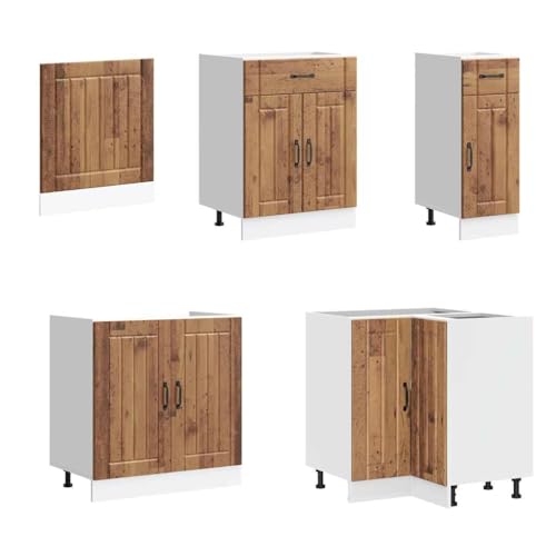 Kangqiling Küchenmöbel-Set 11-teilig Lucca antikes Holz aus Spanplatte, Braun, 3314899 Kangqiling Küchenmöbel-Set 11-teilig Lucca antikes Holz aus Spanplatte, Braun, 3314899 von Generisch