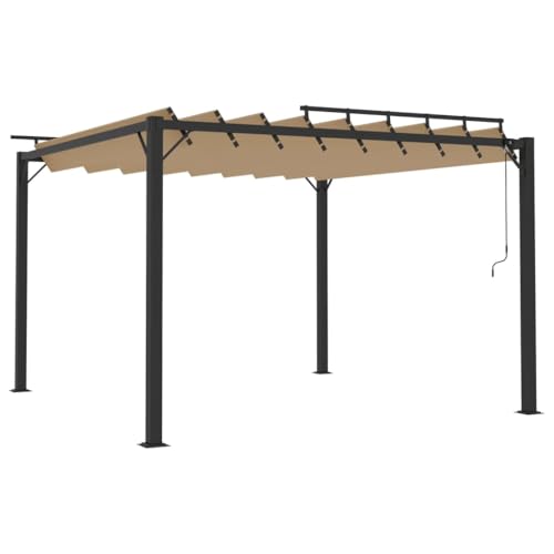 Kangqiling Pavillon mit Lamellendach 3 x 3 m aus Stoff Taupe und Aluminium, Taupe, 313925 von Generisch
