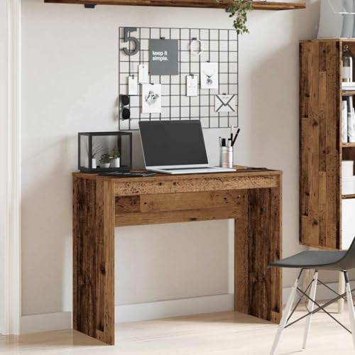 Kangqiling Schreibtisch aus antikem Holz, 90 x 40 x 72 cm, aus mehrschichtigem Holz, Braun, 855832 von Generisch