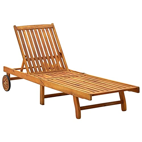 Kangqiling Sonnenliege für den Garten mit Kissen aus massivem Akazienholz, blau, 3061348 von Generisch