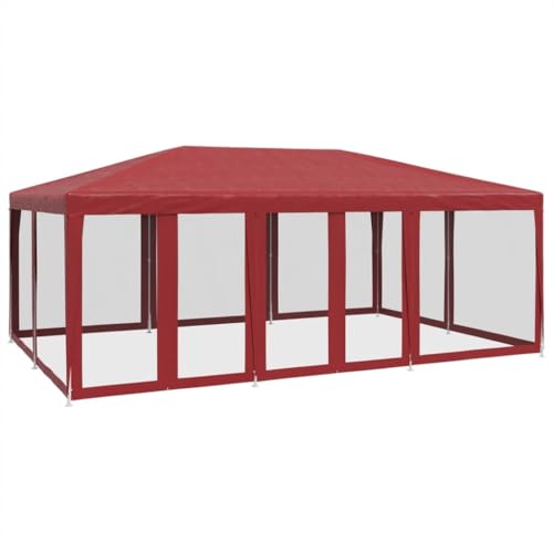 Kangqiling für Partys mit 10 Seitenwänden aus rotem Netz 6 x 4 m HDPE, Rot, 4010070 von Generisch