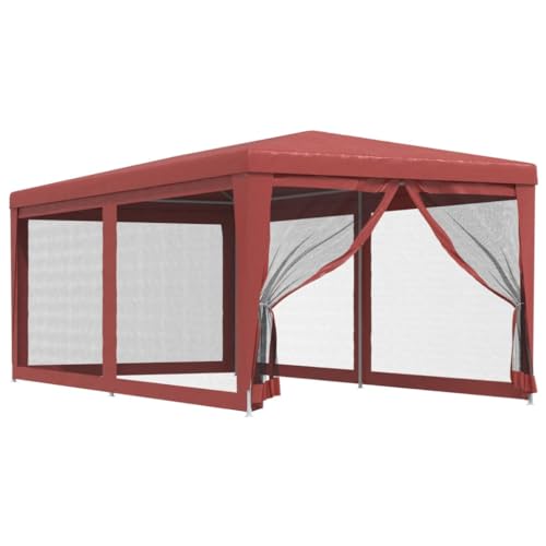 Kangqiling für Partys mit 6 Seitenwänden aus rotem Netz 3 x 6 m HDPE, rot, 319240 von Generisch