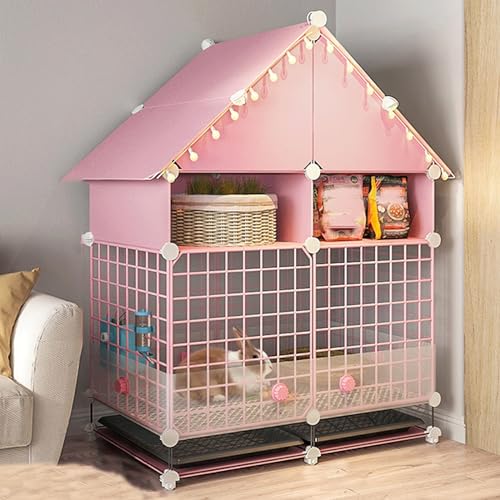 Kaninchenkäfig Indoor – Eiserner Hasenstall in Hausform Kleintierkäfig mit Stauraum, 75 x 39 x 102 cm, perfekt für den Innenbereich, niedliches Design in Rosa und Weiß Kaninchenkäfig Indoor – Eiserner Hasenstall in Hausform Kleintierkäfig mit Stauraum, 75 x 39 x 102 cm, perfekt für den Innenbereich, niedliches Design in Rosa und Weiß von Generisch