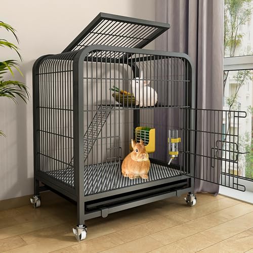 Kaninchenkäfig Indoor - Extra große tiefe ausziehbare Tabletts, 360° Universalräder, Doppeltür-Design, stabile Metalldrahtkonstruktion Kaninchenkäfig Indoor - Extra große tiefe ausziehbare Tabletts, 360° Universalräder, Doppeltür-Design, stabile Metalldrahtkonstruktion von Generisch