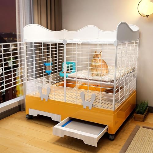 Kaninchenkäfig für den Innenbereich, mit Dachfenster, doppellagiges, leicht zu reinigendes Design, geräumiger Wohnbereich für Haustiere, verbesserte Sicherheitsbleche von Generisch