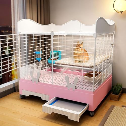 Kaninchenstall für den Innenbereich mit erhöhtem Schallwand und Dachfenster, leicht zu reinigen und zu installieren, doppellagiges Design, große Kapazität von Generisch