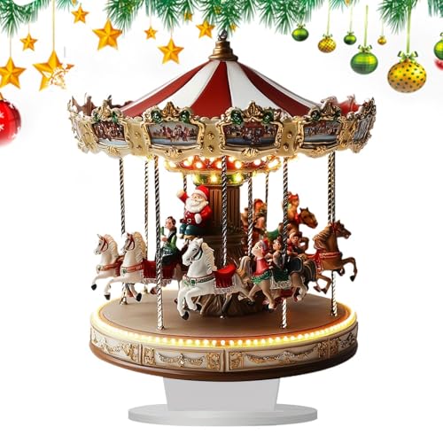 Karussell-Dekoration, Weihnachtskarussell-Dekoration | Traditionelle Karussell-Weihnachtsdekoration | Sammelfiguren, Dorfszene, Tischdekoration für die Tischplatte in der Küche, im Schlafzimmer, im Wo von Generisch