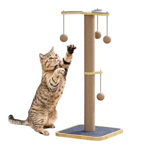 Katze Kratzer Post - Kätzchen Scratch Post | Katzenkratzerpol | Interaktiver hoher Spielzeugturm mit Ball zur Stimulation Klettern Anreicherung Langeweile Möbelschutz Couch Teppich Wandtür Katze Kratzer Post - Kätzchen Scratch Post | Katzenkratzerpol | Interaktiver hoher Spielzeugturm mit Ball zur Stimulation Klettern Anreicherung Langeweile Möbelschutz Couch Teppich Wandtür von Generisch