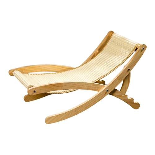 Katzen -Sisal -Stuhl - Kratzerpost | Katzenbetten Sommer Beachbett | Verstellbarer Sisal Scratcher Stuhl | Tragbarer Chaise -Stuhl Holz | Faltbare Gemütliche Liege, Haustiermöbel Für Kätzchenpuppenhas von Generisch