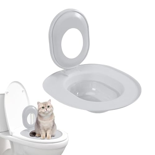 Katzen-Toilettensitz-Trainer, Katzentoiletten Trainingsset, Wiederverwendbarer WC-Sitz Toiletten Training System, Für Die Haustierreinigung, Bringt Der Katze Bei, Die Toilette Zu Benutzen (Grau) von Generisch