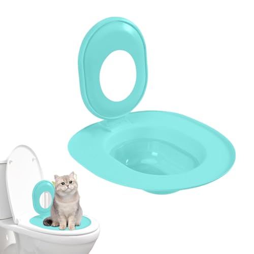 Katzen-Toilettensitz-Trainer, Katzentoiletten Trainingsset, Wiederverwendbarer WC-Sitz Toiletten Training System, Für Die Haustierreinigung, Bringt Der Katze Bei, Die Toilette Zu Benutzen (Grün) von Generisch