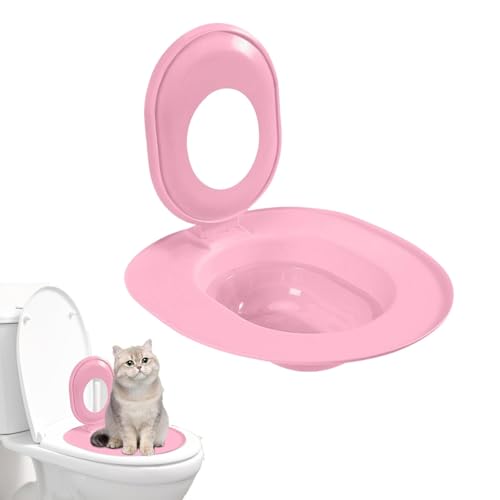Katzen-Toilettensitz-Trainer, Katzentoiletten Trainingsset, Wiederverwendbarer WC-Sitz Toiletten Training System, Für Die Haustierreinigung, Bringt Der Katze Bei, Die Toilette Zu Benutzen (Rosa) von Generisch