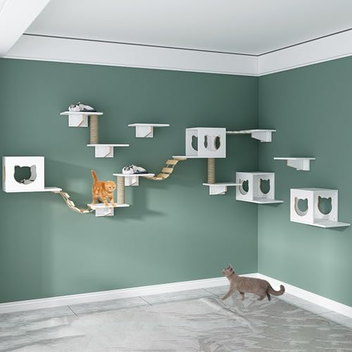 Katzen-Wandregale – Wandmontiertes Katzenmöbel-Set mit Sitzstangen und Stufen, 1,5 cm dicke Holzbretter für den Innenbereich Katzen-Wandregale – Wandmontiertes Katzenmöbel-Set mit Sitzstangen und Stufen, 1,5 cm dicke Holzbretter für den Innenbereich von Generisch