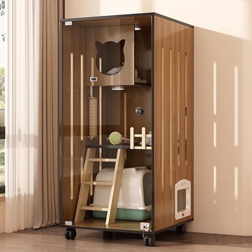 Katzengehege aus Holz mit Fluchttüren und Rollen, multifunktionales Katzenhaus für drinnen und draußen, für Zuhause und Tiergeschäfte Katzengehege aus Holz mit Fluchttüren und Rollen, multifunktionales Katzenhaus für drinnen und draußen, für Zuhause und Tiergeschäfte von Generisch