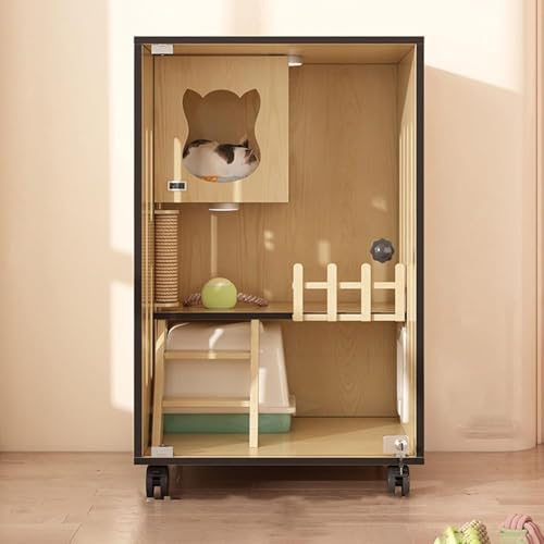 Katzengehege aus Holz mit Fluchttüren und Rollen, multifunktionales Katzenhaus für drinnen und draußen, für Zuhause und Tiergeschäfte Katzengehege aus Holz mit Fluchttüren und Rollen, multifunktionales Katzenhaus für drinnen und draußen, für Zuhause und Tiergeschäfte von Generisch