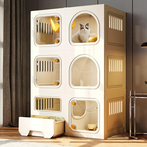 Katzengehege aus Kunstharz mit Katzentoilette, mehrstöckiges Katzenhaus für den Innenbereich, mit transparentem Fenster und sicheren Knaufschlössern für sicheres und komfortables Haustierleben Katzengehege aus Kunstharz mit Katzentoilette, mehrstöckiges Katzenhaus für den Innenbereich, mit transparentem Fenster und sicheren Knaufschlössern für sicheres und komfortables Haustierleben von Generisch