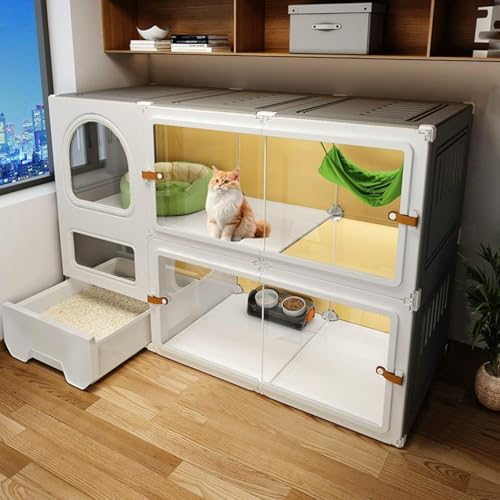 Katzengehege für den Innenbereich mit Katzentoilette, geräumiger Haustier-Laufstall für glückliche Katzen, langlebige Zaunpaneele für sicheres Spielen Katzengehege für den Innenbereich mit Katzentoilette, geräumiger Haustier-Laufstall für glückliche Katzen, langlebige Zaunpaneele für sicheres Spielen von Generisch