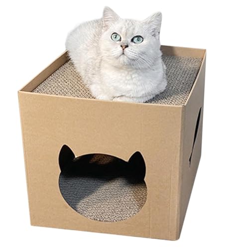 Katzenhaus aus Karton - Spielhaus aus Karton für Kätzchen & ausgewachsene Katzen mit Kratzpads | Gemütliche Höhle, Geburtstagsgeschenk für Katzen, Stressspielzeug, Indoor Climbing & Nickerchen Spot Katzenhaus aus Karton - Spielhaus aus Karton für Kätzchen & ausgewachsene Katzen mit Kratzpads | Gemütliche Höhle, Geburtstagsgeschenk für Katzen, Stressspielzeug, Indoor Climbing & Nickerchen Spot von Generisch