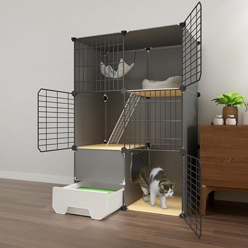 Katzenkäfig 3 Etagen Innengehege mit Katzenklo Laufstall für Kleintiere und Hunde Idealer Übungsraum für 1-3 Katzen Katzenkäfig 3 Etagen Innengehege mit Katzenklo Laufstall für Kleintiere und Hunde Idealer Übungsraum für 1-3 Katzen von Generisch