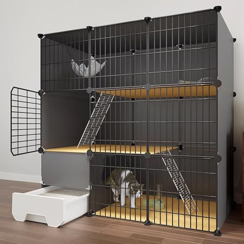 Katzenkäfig 3 Etagen Innengehege mit Katzenklo Laufstall für Kleintiere und Hunde Idealer Übungsraum für 1-3 Katzen Katzenkäfig 3 Etagen Innengehege mit Katzenklo Laufstall für Kleintiere und Hunde Idealer Übungsraum für 1-3 Katzen von Generisch