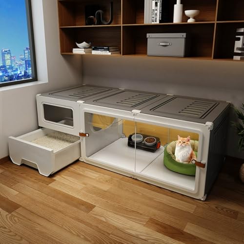 Katzenkäfige Indoor Groß mit Katzentoilette, Katzenkäfig Groß Katzenkäfig Zaunpaneele für glückliche Katzenfreunde, Einfache Installation, Kein Werkzeug erforderlich von Generisch