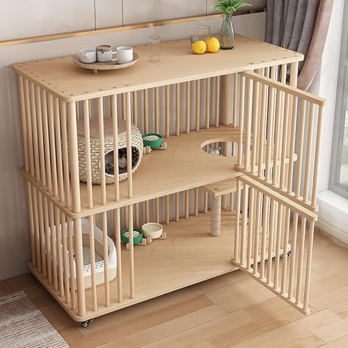 Katzenkiste Indoor Massivholz Haustierschrank für mehrere Katzen und Kleintiere Sicherer Lebensraum mit Rollschloss für Sicherheit von Generisch