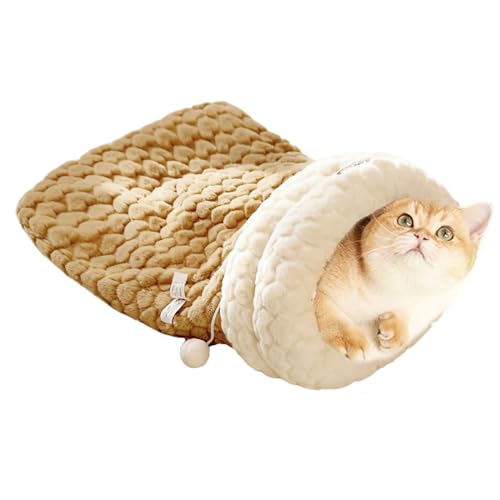 Katzenschlafsack - Winterwarmer Plüsch Schlafplatz - Umrandeter Schlafplatz Für Katze Kleintiere Welpe Hase Kätzchen | Katzen Und Kätzchen von Generisch