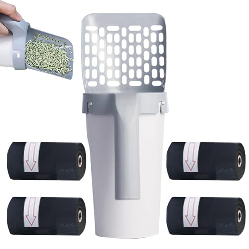 Katzenstreuschaufel – schnell siebende Streuschaufel | Kätzchen-Kotschaufel | leicht zu reinigende Katzentoilette | Schaufel mit Müllsack | Antihaftschaufel mit bequemem Griff | entworfen für Besitzer von Generisch