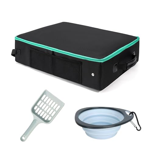 Katzentoilette, Reiseabfallbox für Katzen, Oxford-Tuch, Reise-Klo, leicht, auslaufsicher, wasserabweisend, einfache Tragetoilette mit Deckel und Griff, für Autoreise, Auto, Hotelaufenthalte Katzentoilette, Reiseabfallbox für Katzen, Oxford-Tuch, Reise-Klo, leicht, auslaufsicher, wasserabweisend, einfache Tragetoilette mit Deckel und Griff, für Autoreise, Auto, Hotelaufenthalte von Generisch