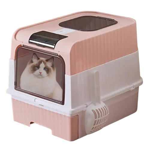 Katzentoiletten - Katzentoilette Mit Haube | Inklusive Schaufel, Abdeckhaube, Klappbar Leicht & Siebfunktion Für Eckbereich von Generisch