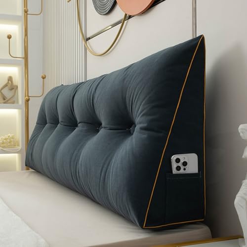 Keil-Rückenkissen für Bett und Couch, Lendenwirbelstütze, Lesekissen, 50 cm Höhe, bequemes Kopfteilkissen, Buch-Rückenlehne für ultimative Entspannung (Grau, 150 x 50 x 20 cm) von Generisch
