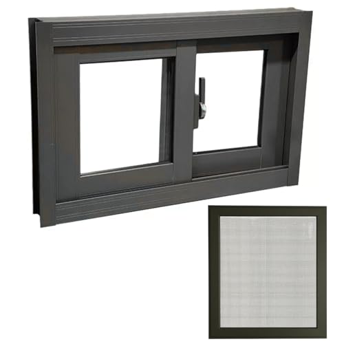 Keller-Schiebefenster, Bündiger Einbau Aluminium Fenster, Größen: 50–100 Cm, Schiebetür Fenster Für Schuppen, Hühnerstall, Spielhaus, Garage, Scheune(Dark gray,100x35cm) von Generisch
