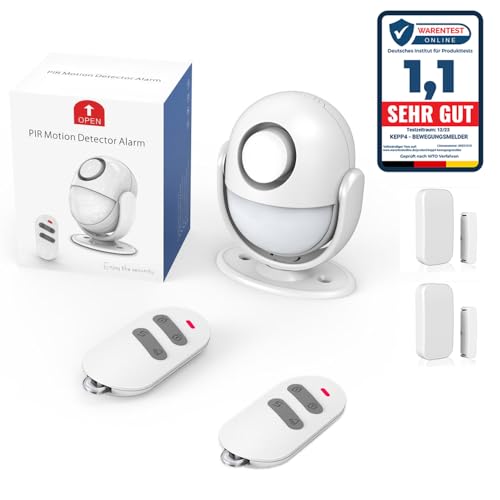 Kepp4 Bewegungsmelder mit Alarm 125dB (Set2). Inkl. 2 Fernbedienungen und 2 Fenster/Türkontakte, erweiterbar mit bis zu 20 Kontakten. von Generisch