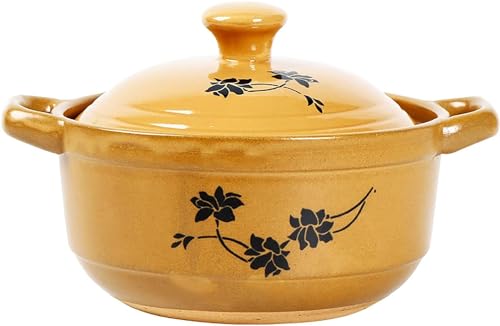 Keramik-Auflaufform mit Deckel, antihaftbeschichtet, traditionelles Handwerk, ofenfester Tontopf zum Kochen, Steintopf aus natürlichem Ton von Generisch