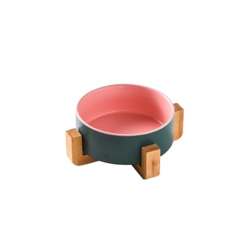 Keramik Katzennapf Set, Erhöhte Katzennäpfe mit Rutschfestem Bambusständer, Katzenfutter und Wassernapf Set, Doppel Katzen Futternäpfe Haustier Geschirr für Katzen und Kleine Hunde von Generisch