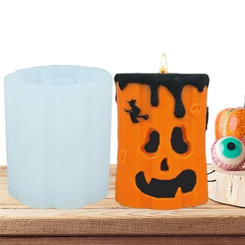 Kerzen Gießform Halloween - Halloween Kürbiskerzen Form Säulenkerze,Einfache Entformung Handwerkliches Dekorations Werkzeug Zur Herstellung Von Seife Schokolade Fondant Kuchen von Generisch