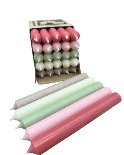 Kerzenfarm Hahn Stabkerzen-Set, 10cm Höhe, 22mm Durchmesser, 5 Farben, Bunte Kerzenbox (BOX 6) von Generisch