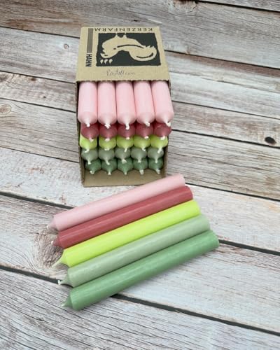 Kerzenfarm Hahn Stabkerzen-Set, 18cm Höhe, 22mm Durchmesser, 5 Farben, Bunte Kerzenbox (BOX 2) von Generisch