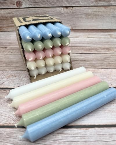 Kerzenfarm Hahn Stabkerzen-Set, 18cm Höhe, 22mm Durchmesser, 5 Farben, Bunte Kerzenbox (BOX 3) von Generisch