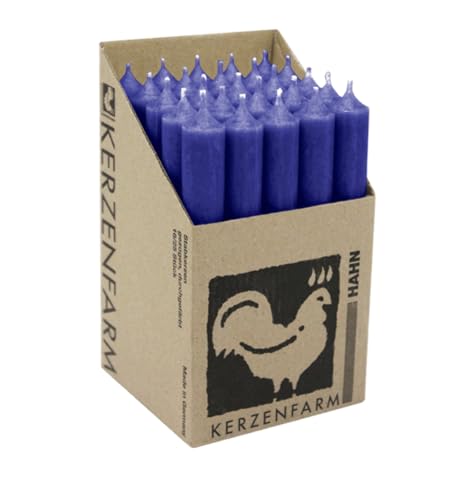 Kerzenfarm Harm Kerzen, 25 Stück Stabkerzen in Displaybox, 180mm x 22mm, Tropffrei, (Dunkelblau 16) von Generisch