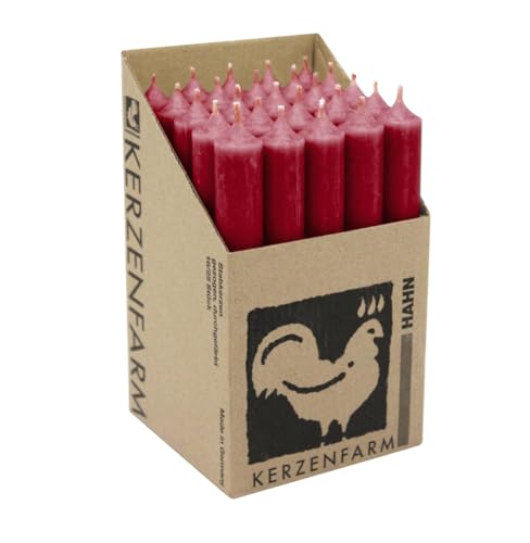 Kerzenfarm Harm Kerzen, 25 Stück Stabkerzen in Displaybox, 180mm x 22mm, Tropffrei, (Himbeerrot 29) von Generisch