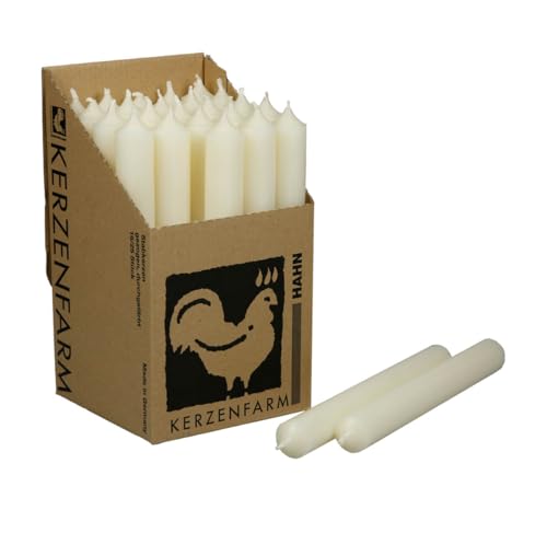Kerzenfarm Harm Kerzen, 25 Stück Stabkerzen in Displaybox, 180mm x 22mm, Tropffrei, (elfenbein 01) von Generisch